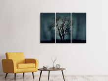Laden Sie das Bild in den Galerie-Viewer, Leinwandbild 3-teilig Der Baum in Dunkelheit