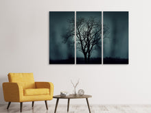 Laden Sie das Bild in den Galerie-Viewer, Leinwandbild 3-teilig Der Baum in Dunkelheit
