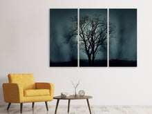 Laden Sie das Bild in den Galerie-Viewer, Leinwandbild 3-teilig Der Baum in Dunkelheit