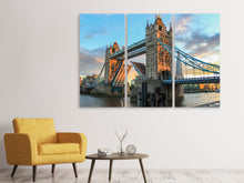 Laden Sie das Bild in den Galerie-Viewer, Leinwandbild 3-teilig Tower Bridge in der Abenddämmerung