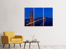 Laden Sie das Bild in den Galerie-Viewer, Leinwandbild 3-teilig Golden Gate bei Nacht