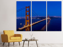 Laden Sie das Bild in den Galerie-Viewer, Leinwandbild 3-teilig Golden Gate bei Nacht