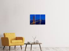Laden Sie das Bild in den Galerie-Viewer, Leinwandbild 3-teilig Golden Gate bei Nacht
