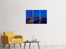 Laden Sie das Bild in den Galerie-Viewer, Leinwandbild 3-teilig Golden Gate bei Nacht