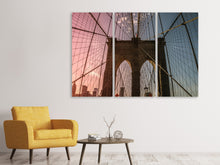 Laden Sie das Bild in den Galerie-Viewer, Leinwandbild 3-teilig Brooklyn Bridge Close up