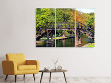 Laden Sie das Bild in den Galerie-Viewer, Leinwandbild 3-teilig Alte Holz Brücke
