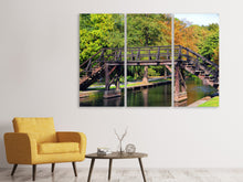 Laden Sie das Bild in den Galerie-Viewer, Leinwandbild 3-teilig Alte Holz Brücke