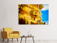 Laden Sie das Bild in den Galerie-Viewer, Leinwandbild 3-teilig Die goldenen Buddhas