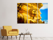 Laden Sie das Bild in den Galerie-Viewer, Leinwandbild 3-teilig Die goldenen Buddhas