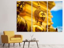 Laden Sie das Bild in den Galerie-Viewer, Leinwandbild 3-teilig Die goldenen Buddhas