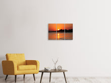Laden Sie das Bild in den Galerie-Viewer, Leinwandbild 3-teilig Der glühende Sonnenuntergang