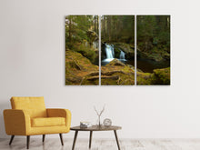 Laden Sie das Bild in den Galerie-Viewer, Leinwandbild 3-teilig Kleiner Wasserfall im Wald