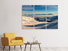 Laden Sie das Bild in den Galerie-Viewer, Leinwandbild 3-teilig Über den Wolken im Schnee
