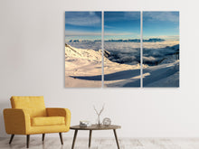 Laden Sie das Bild in den Galerie-Viewer, Leinwandbild 3-teilig Über den Wolken im Schnee