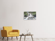 Laden Sie das Bild in den Galerie-Viewer, Leinwandbild 3-teilig Wilder Wasserfall im Wald