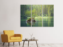 Laden Sie das Bild in den Galerie-Viewer, Leinwandbild 3-teilig Der Teich im Wald