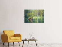 Laden Sie das Bild in den Galerie-Viewer, Leinwandbild 3-teilig Der Teich im Wald