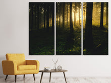 Laden Sie das Bild in den Galerie-Viewer, Leinwandbild 3-teilig Sonnenuntergang im Wald