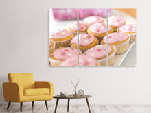 Laden Sie das Bild in den Galerie-Viewer, Leinwandbild 3-teilig Süsse Cupcake