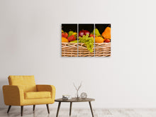Laden Sie das Bild in den Galerie-Viewer, Leinwandbild 3-teilig XL Obstkorb
