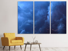 Laden Sie das Bild in den Galerie-Viewer, Leinwandbild 3-teilig Wildes Gewitter