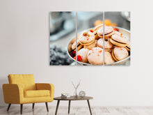 Laden Sie das Bild in den Galerie-Viewer, Leinwandbild 3-teilig Eine Schale Macarons