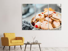 Laden Sie das Bild in den Galerie-Viewer, Leinwandbild 3-teilig Eine Schale Macarons