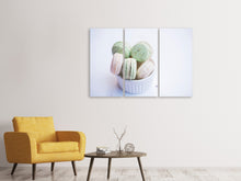 Laden Sie das Bild in den Galerie-Viewer, Leinwandbild 3-teilig Makronen in pastell
