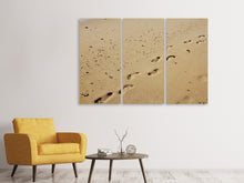 Laden Sie das Bild in den Galerie-Viewer, Leinwandbild 3-teilig Fußspuren im Sand
