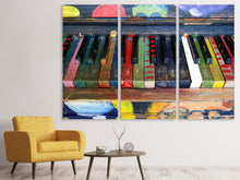 Laden Sie das Bild in den Galerie-Viewer, Leinwandbild 3-teilig Buntes Klavier