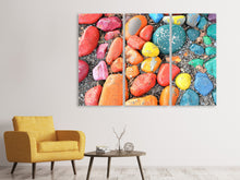 Laden Sie das Bild in den Galerie-Viewer, Leinwandbild 3-teilig Bunte Steine