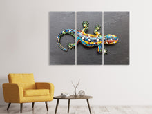 Laden Sie das Bild in den Galerie-Viewer, Leinwandbild 3-teilig Bunter Gecko