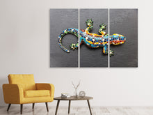 Laden Sie das Bild in den Galerie-Viewer, Leinwandbild 3-teilig Bunter Gecko