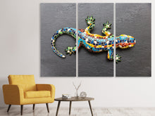 Laden Sie das Bild in den Galerie-Viewer, Leinwandbild 3-teilig Bunter Gecko