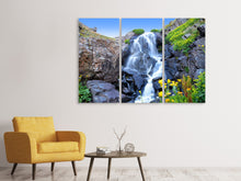Laden Sie das Bild in den Galerie-Viewer, Leinwandbild 3-teilig Bewegender Wasserfall