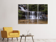 Laden Sie das Bild in den Galerie-Viewer, Leinwandbild 3-teilig Am Ende des Wasserfalls