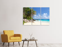 Laden Sie das Bild in den Galerie-Viewer, Leinwandbild 3-teilig Traumstrand Seychellen
