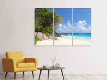 Laden Sie das Bild in den Galerie-Viewer, Leinwandbild 3-teilig Traumstrand Seychellen