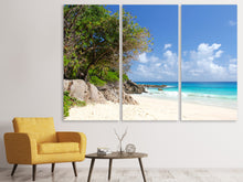 Laden Sie das Bild in den Galerie-Viewer, Leinwandbild 3-teilig Traumstrand Seychellen