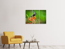 Laden Sie das Bild in den Galerie-Viewer, Leinwandbild 3-teilig Die Tiger-Lilie und der Schmetterling