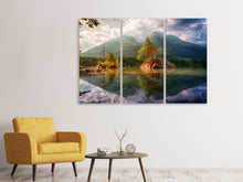 Laden Sie das Bild in den Galerie-Viewer, Leinwandbild 3-teilig Der klare Bergsee