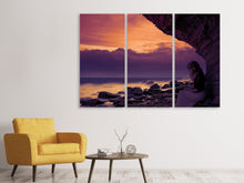 Laden Sie das Bild in den Galerie-Viewer, Leinwandbild 3-teilig Blaue Stunde an den Klippen