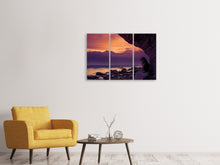 Laden Sie das Bild in den Galerie-Viewer, Leinwandbild 3-teilig Blaue Stunde an den Klippen