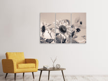Laden Sie das Bild in den Galerie-Viewer, Leinwandbild 3-teilig Sonnenblumen sw