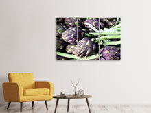Laden Sie das Bild in den Galerie-Viewer, Leinwandbild 3-teilig Frische Artischocken