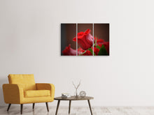 Laden Sie das Bild in den Galerie-Viewer, Leinwandbild 3-teilig Rote Rose in XL
