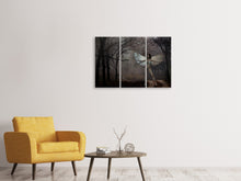 Laden Sie das Bild in den Galerie-Viewer, Leinwandbild 3-teilig Fantasie im Wald