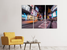 Laden Sie das Bild in den Galerie-Viewer, Leinwandbild 3-teilig Times Square bei Nacht