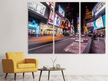 Laden Sie das Bild in den Galerie-Viewer, Leinwandbild 3-teilig Times Square bei Nacht