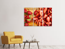 Laden Sie das Bild in den Galerie-Viewer, Leinwandbild 3-teilig Frische Erdbeeren